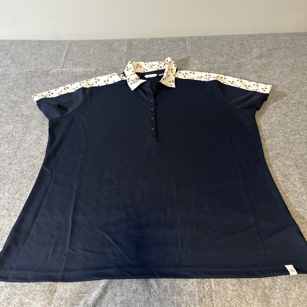 Lady Hagen Women's XXL Printed Block Golf Polo Shirt Navy White Sparklers Active